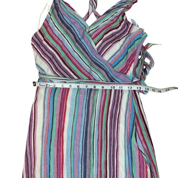 Striped‎ Maxi Hanter Dress Wrap Style Sleeveless Casual Colorful Women's Large - Picture 9 of 13